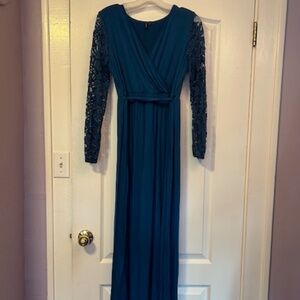 Zattcas blue lace long sleeve Maxi dress -Size M
